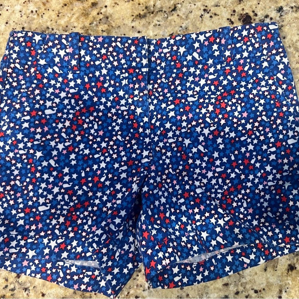 Vineyard Vines Blue and Red Star-Patterned Girls Shorts size 10